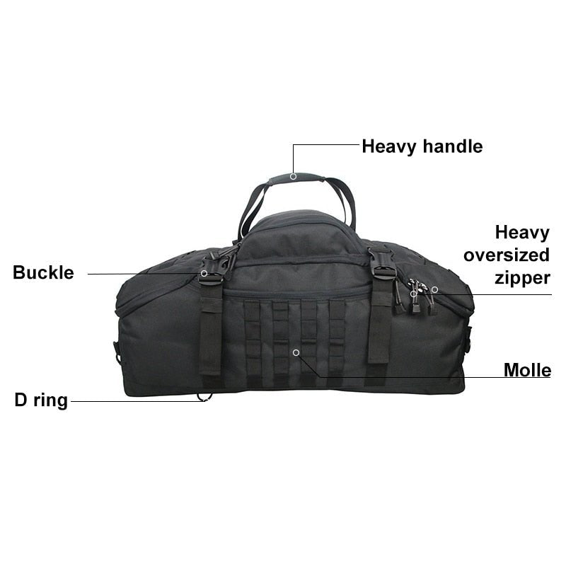 3 in 1 Military Duffel Bag - Tactical Travel Outdoor Rucksack Waterproof Backpack - Howlettne