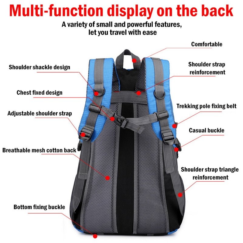 40L Outdoor Waterproof Travel Backpack For Camping, Hiking, Trekking, and Mountaineering - Howlettne