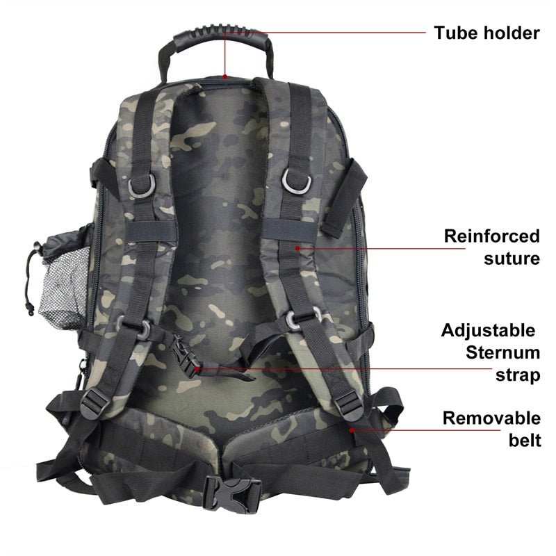 60L Backpack Military Style Outdoor Rucksack Waterproof Bag - Howlettne