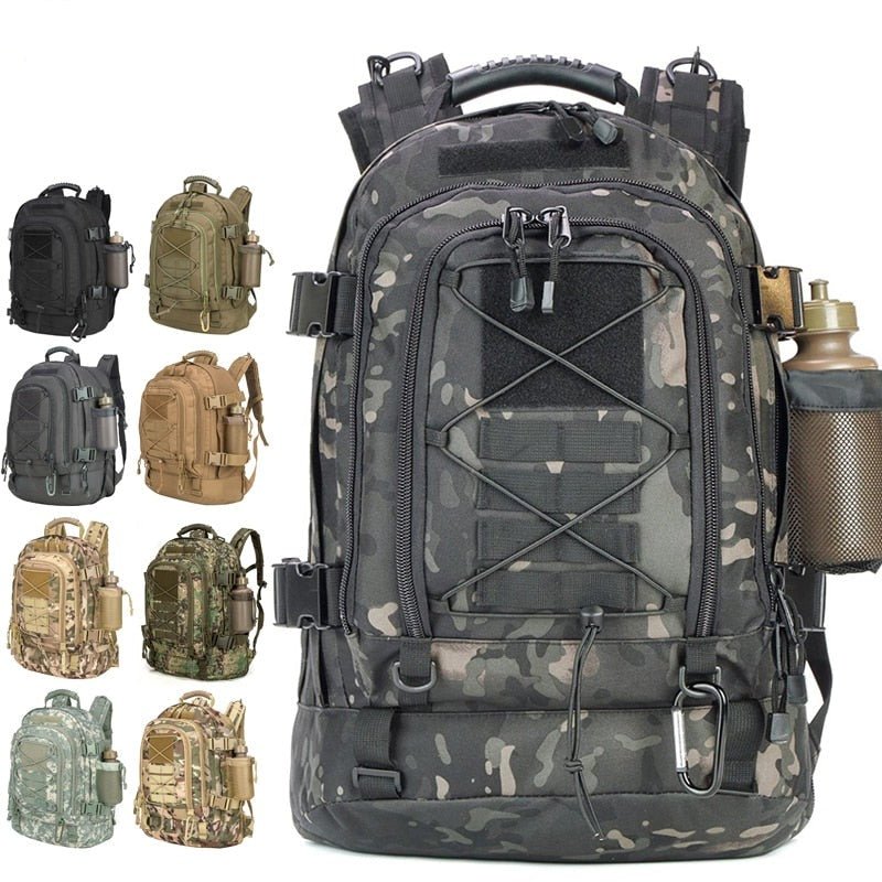 60L Backpack Military Style Outdoor Rucksack Waterproof Bag - Howlettne