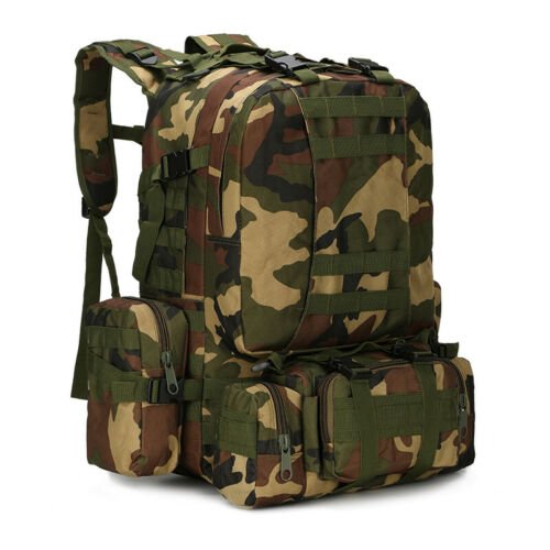 60L Large Backpack Daypack with 3 MOLLE Bags Military Grade Tactical Outdoor - Howlettne