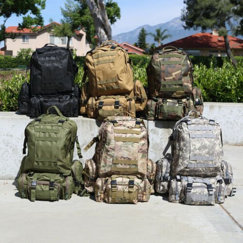 60L Large Backpack Daypack with 3 MOLLE Bags Military Grade Tactical Outdoor - Howlettne