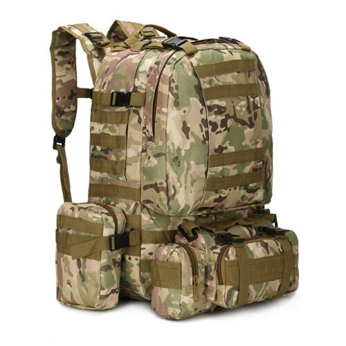 60L Large Backpack Daypack with 3 MOLLE Bags Military Grade Tactical Outdoor - Howlettne