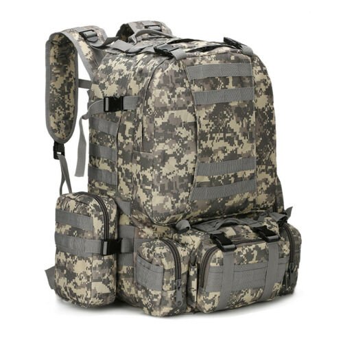 60L Large Backpack Daypack with 3 MOLLE Bags Military Grade Tactical Outdoor - Howlettne